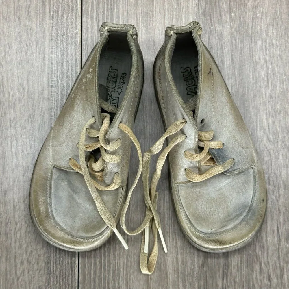 VTG Jumping Jacks Boots Youth Size 2 Moccasin High Top Leather Off White